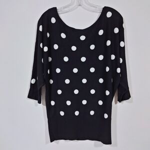 White House Black Market batwing sleeve top | Polka dot texture | Size L